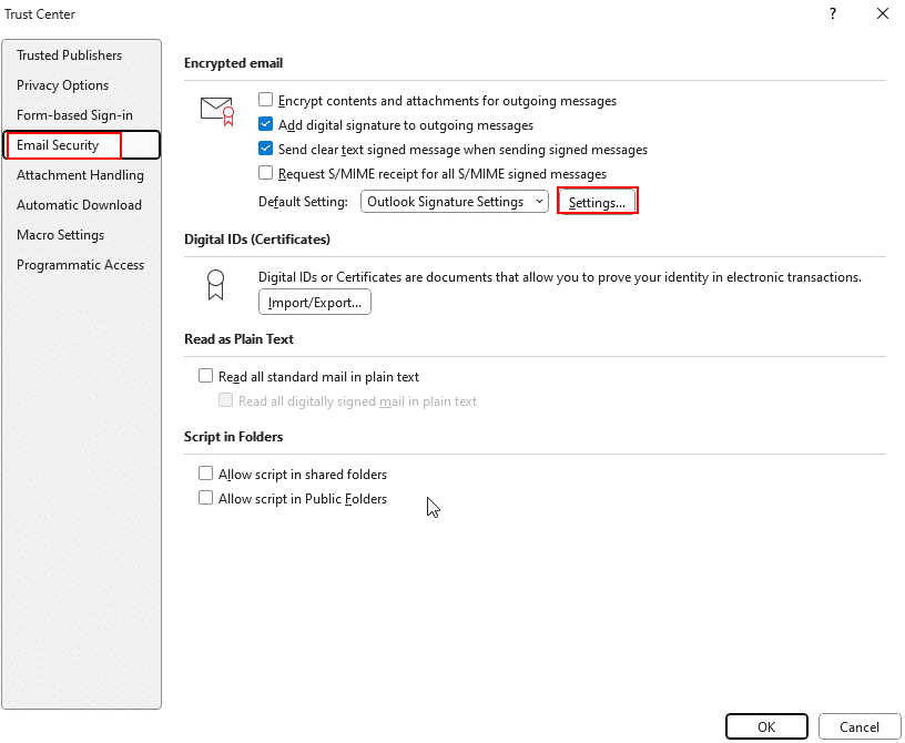 How to configure a PersonalSign Certificate with Outlook - Trustzone